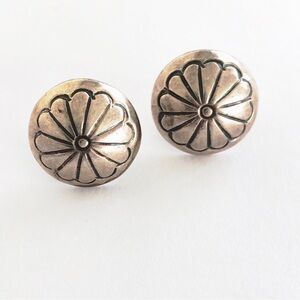 Vintage Sterling Silver Concho Stud Earrings